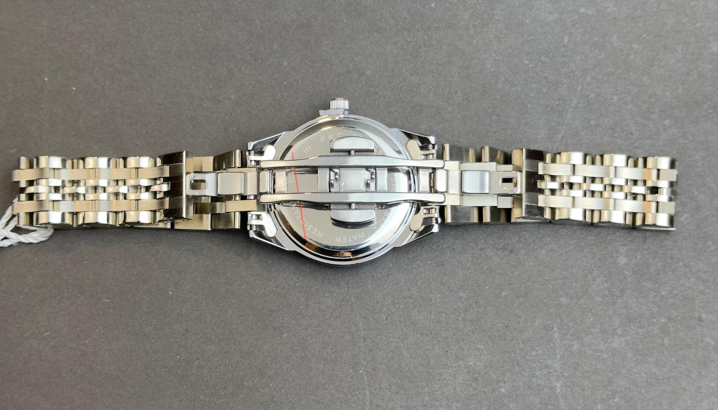 Ladies' Best Win Stainless Steel Watch – Blue Dial with Date | Tick Empire
