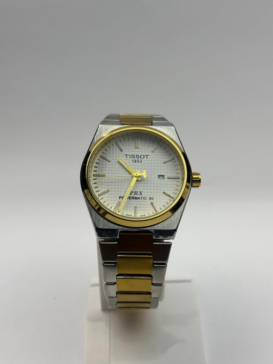 Men's Tissot Two-Tone Stainless Steel Watch – White Dial with Date | Tick Empire