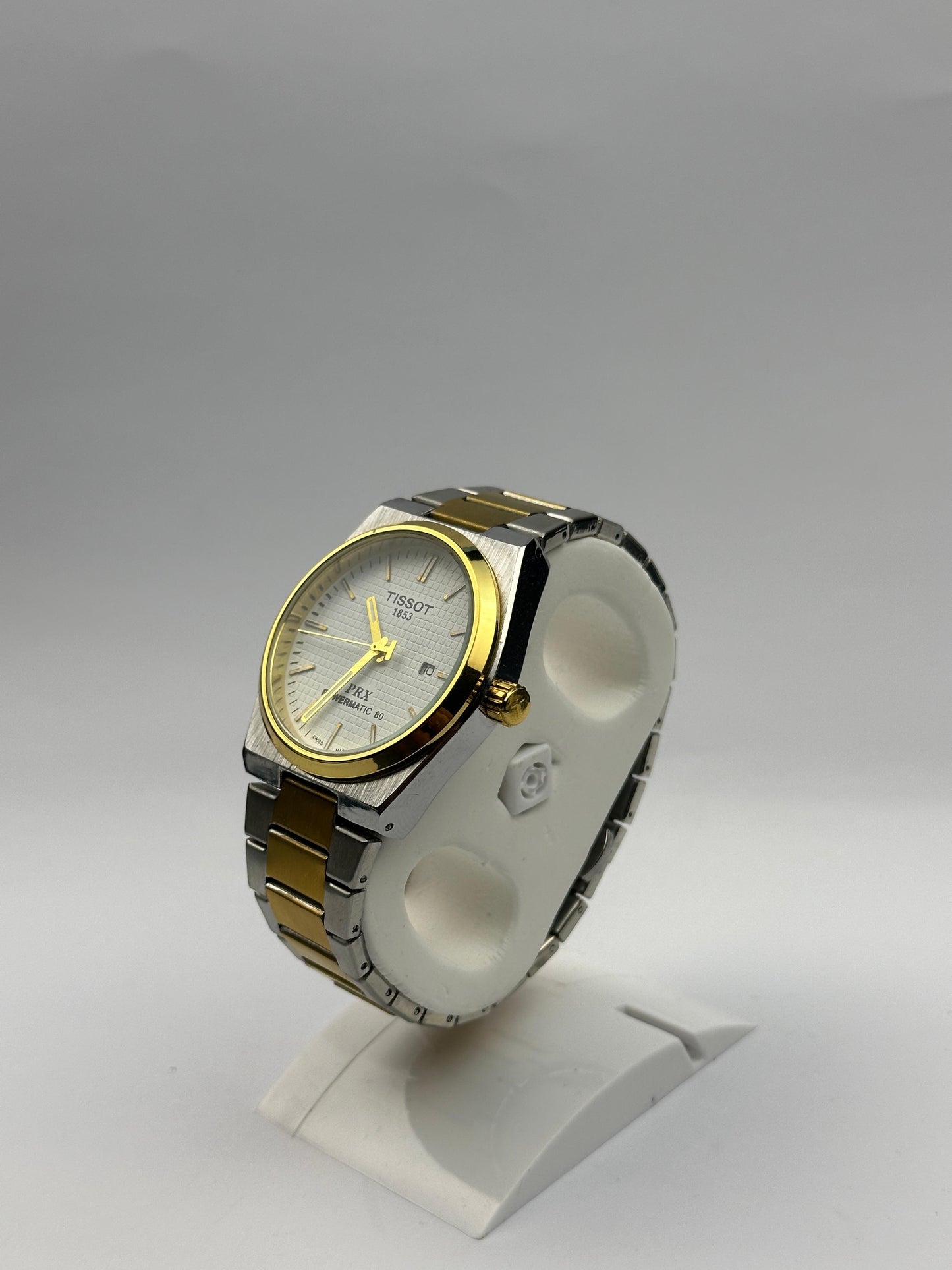 Men's Tissot Two-Tone Stainless Steel Watch – White Dial with Date | Tick Empire