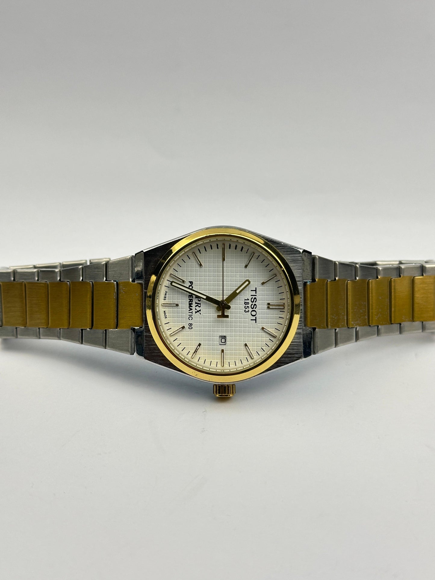 Men's Tissot Two-Tone Stainless Steel Watch – White Dial with Date | Tick Empire