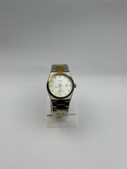 Men's Tissot Two-Tone Stainless Steel Watch – White Textured Dial with Date | Tick Empire