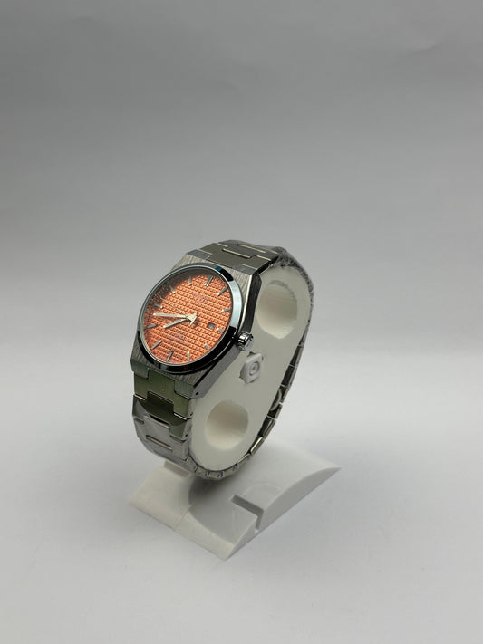 Men's Tissot Stainless Steel Watch – Orange Textured Dial with Date | Tick Empire