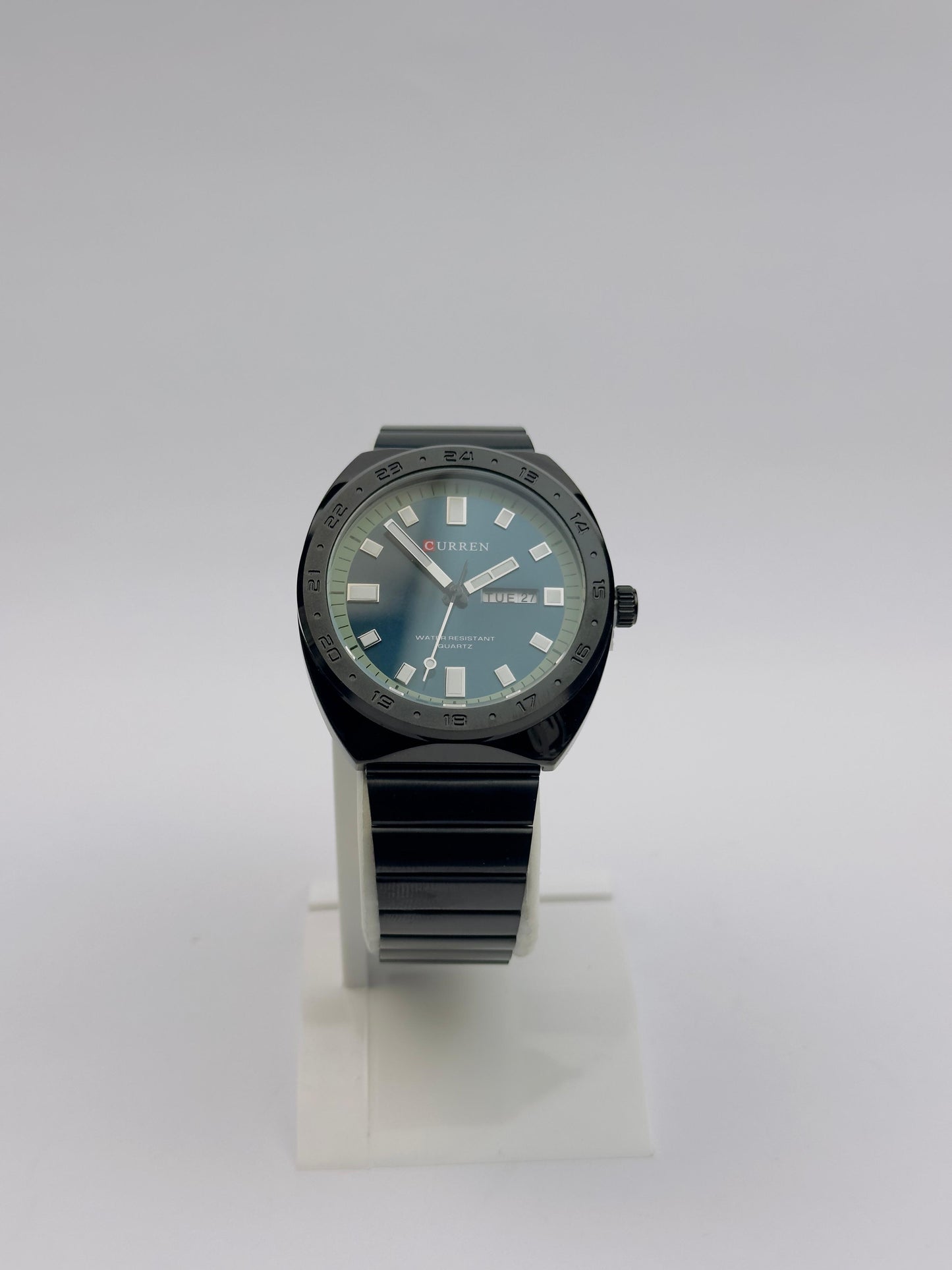 Men's Curren Quartz Watch – Black & Blue Dial with Day & Date | Tick Empire