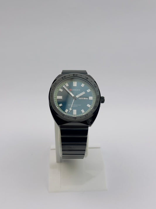 Men's Curren Quartz Watch – Black & Blue Dial with Day & Date | Tick Empire