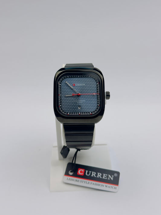 CURREN Men's Square Case Watch – Blue Dial with Date | Tick Empire