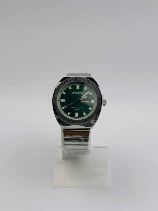 CURREN Men's Stainless Steel Watch – Green Dial with Day & Date | Tick Empire