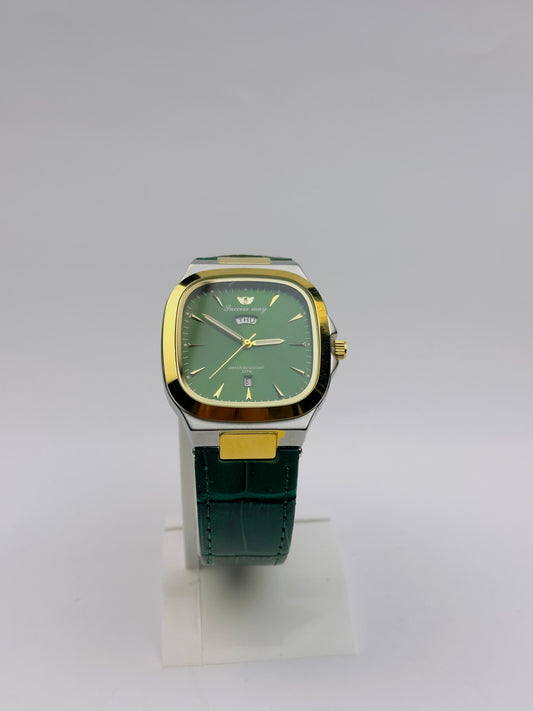 Success way Men’s Classic Cushion-Case Watch – Green Dial with Day & Date | Tick Empire