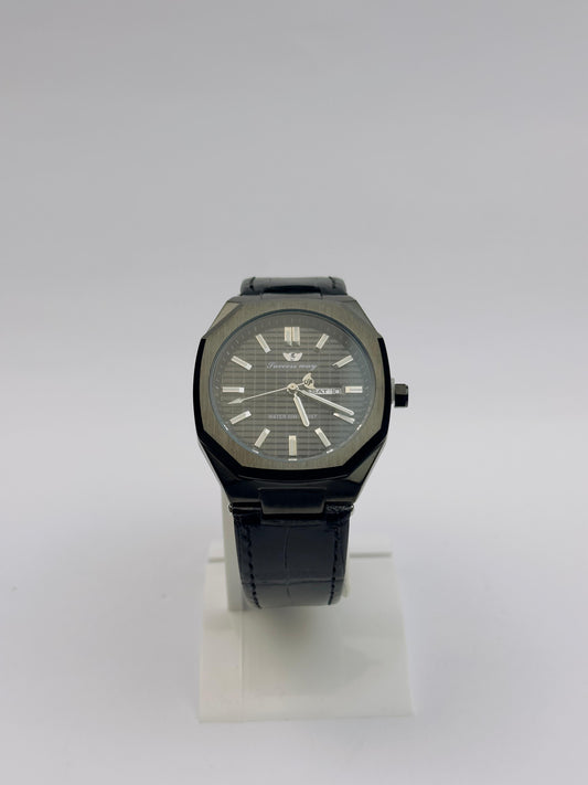 Success Way Men's Octagonal Case Watch – Black Dial with Day & Date | Tick Empire