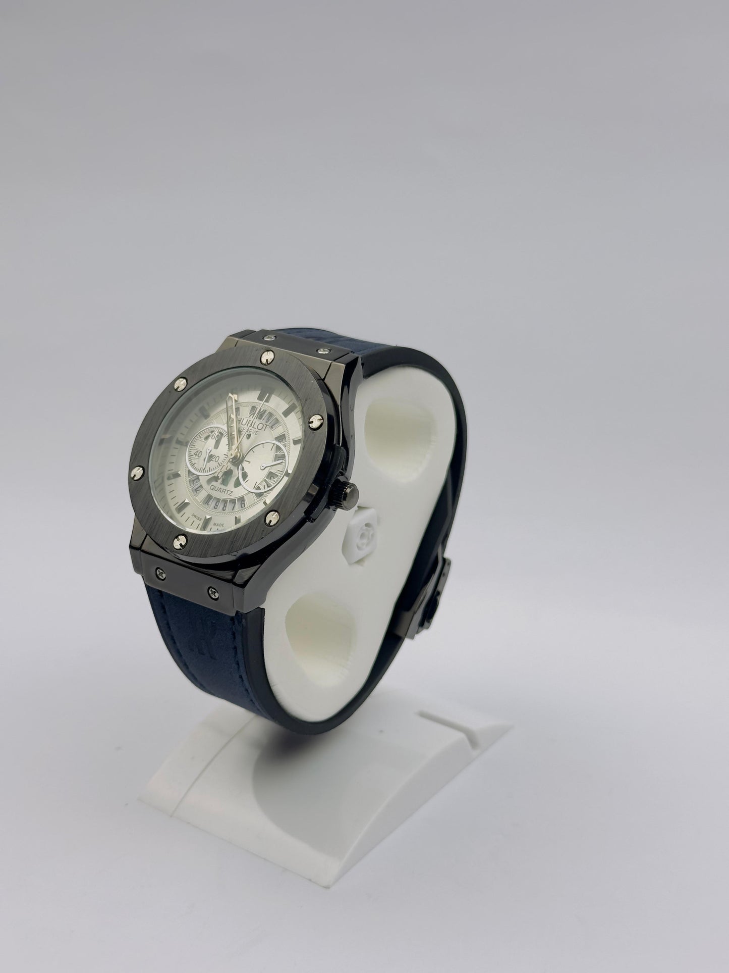 Men’s Hublot Chronograph Watch – Gunmetal with White Dial | Tick Empire
