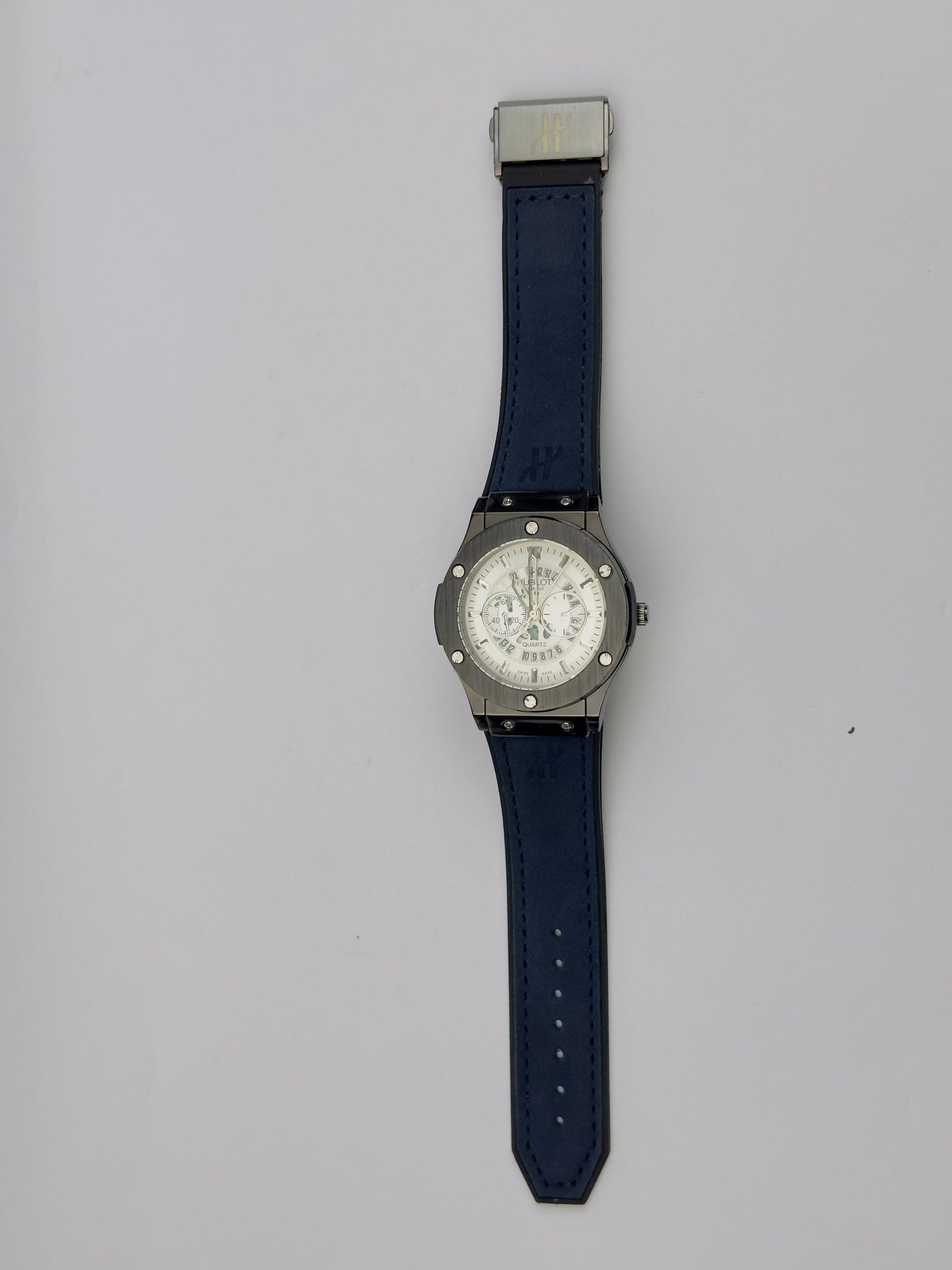 Men’s Hublot Chronograph Watch – Gunmetal with White Dial | Tick Empire