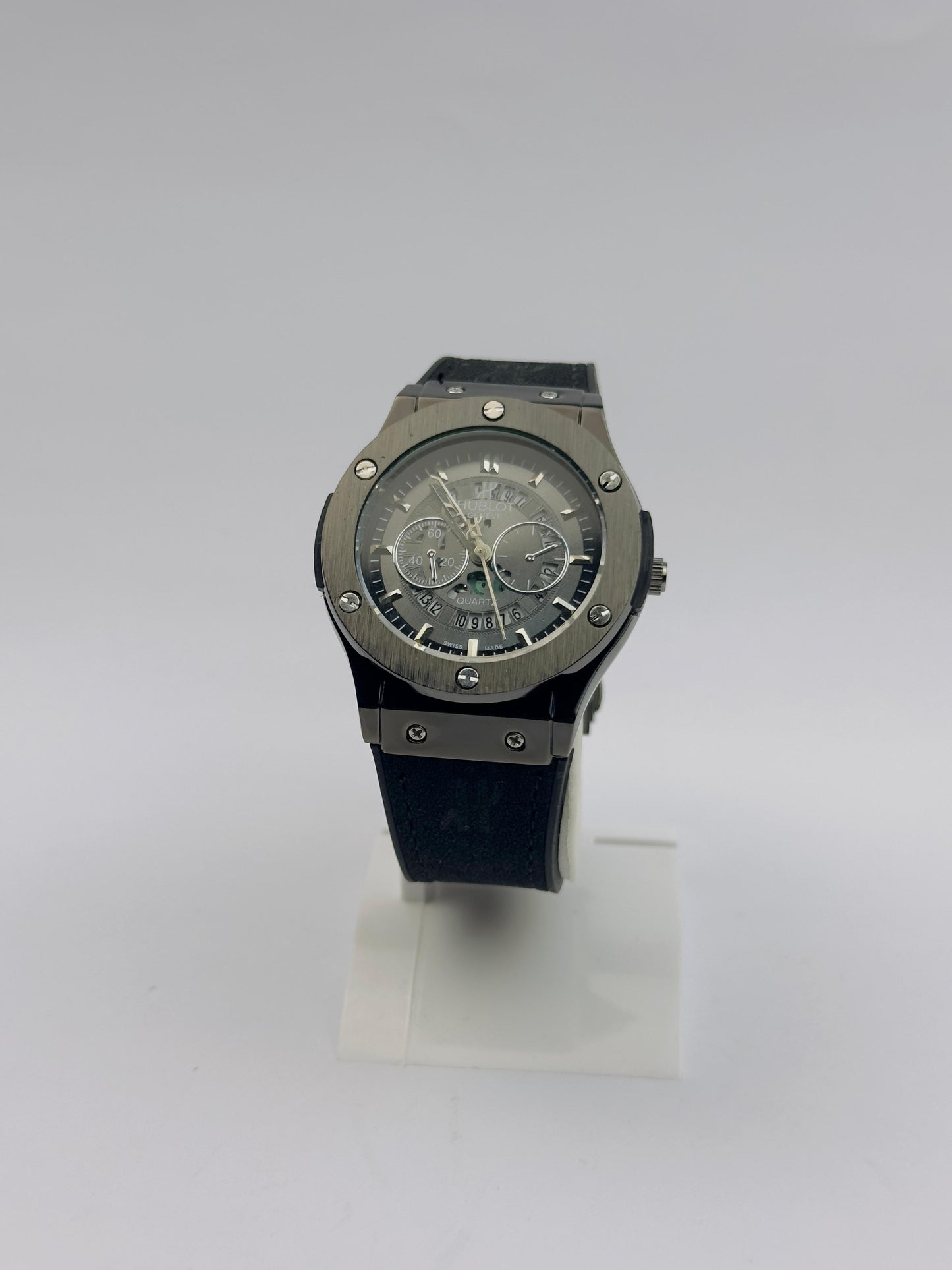 Men’s Hublot Chronograph Watch – Gunmetal with Dark Dial | Tick Empire