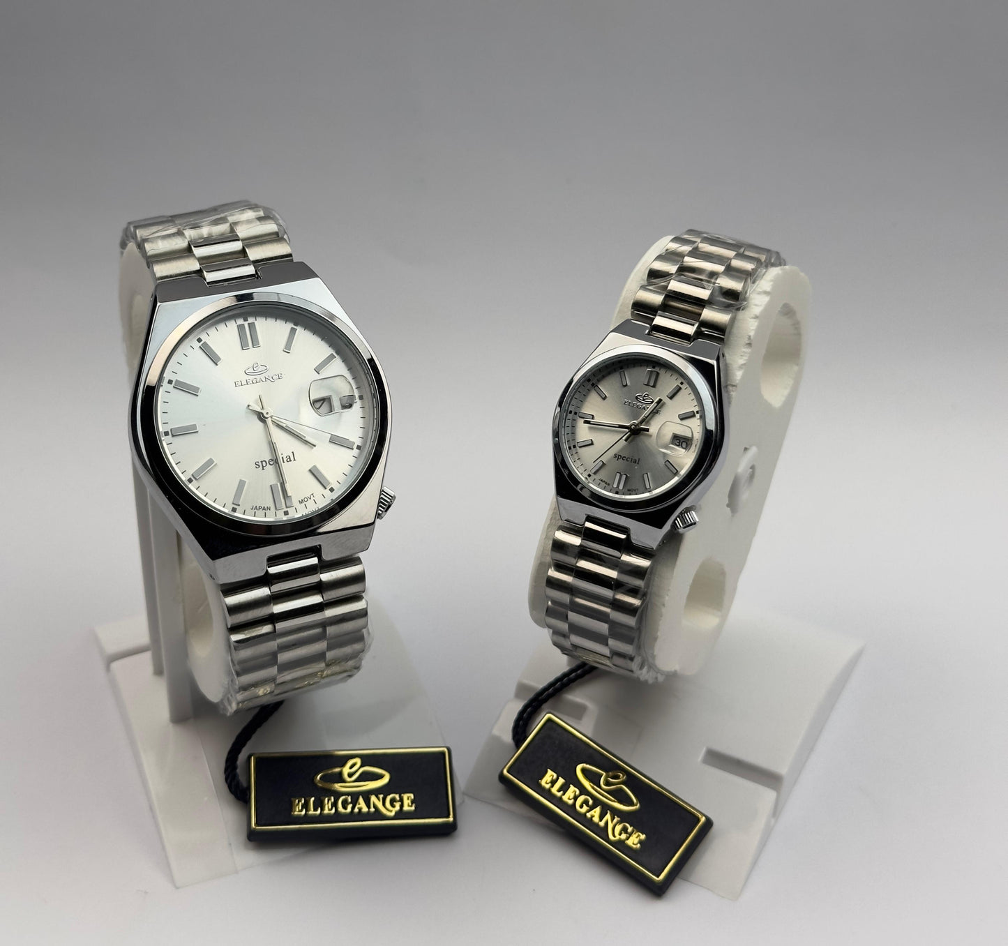 ELEGANCE Couple's Stainless Steel Watch Set - Silver Dial | Tick Empire