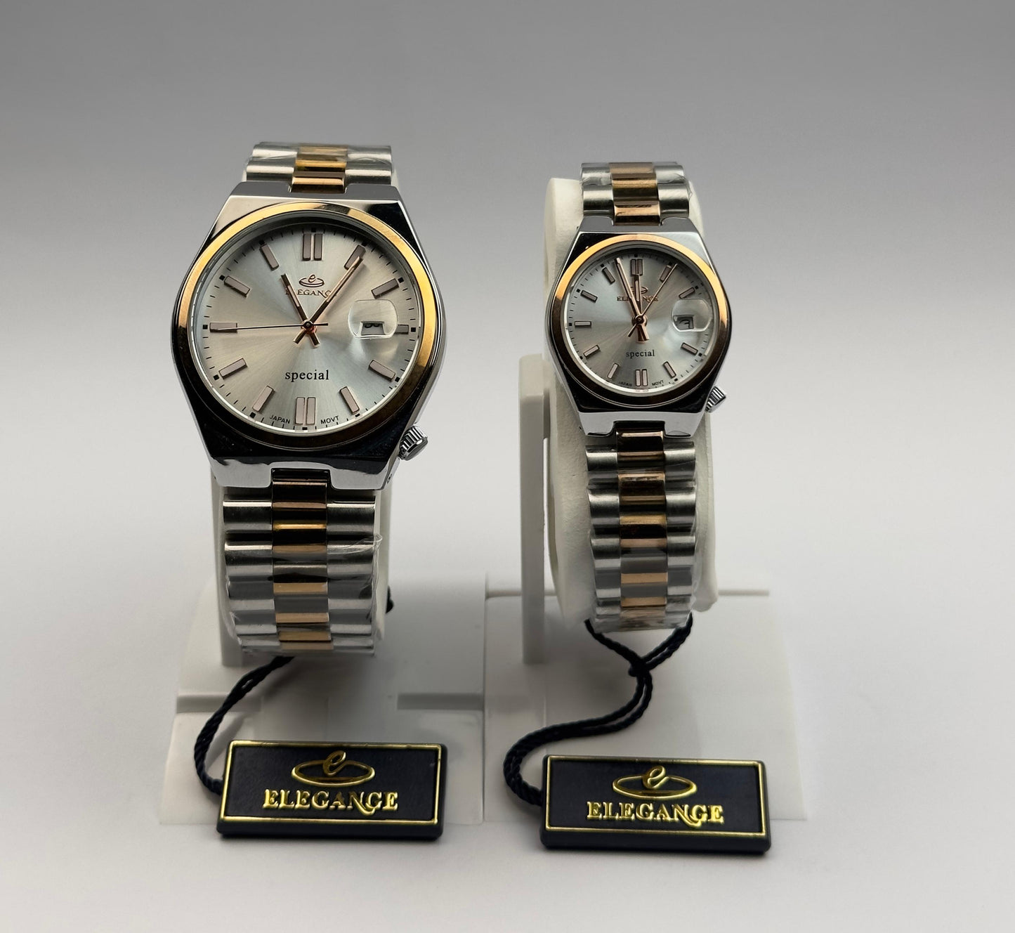 ELEGANCE Couple's Two-Tone Watch Set - Silver Dial | Tick Empire