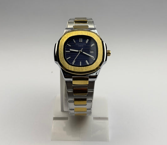 Men’s Patek Philippe Two-Tone Stainless Steel Watch – Blue Dial Nautilus Style | TickEmpire