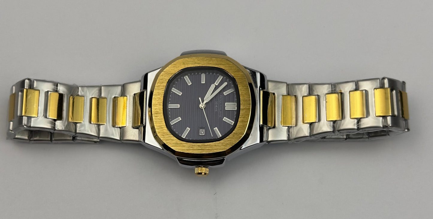 Men’s Patek Philippe Two-Tone Stainless Steel Watch – Blue Dial Nautilus Style | TickEmpire