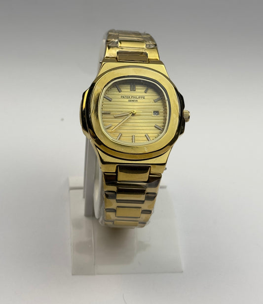 Men’s Patek Philippe All-Gold Stainless Steel Watch – Gold Dial Nautilus Style | TickEmpire