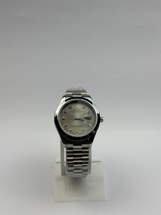 Men’s Rolex Stainless Steel Watch – Silver Diamond Dial | TickEmpire