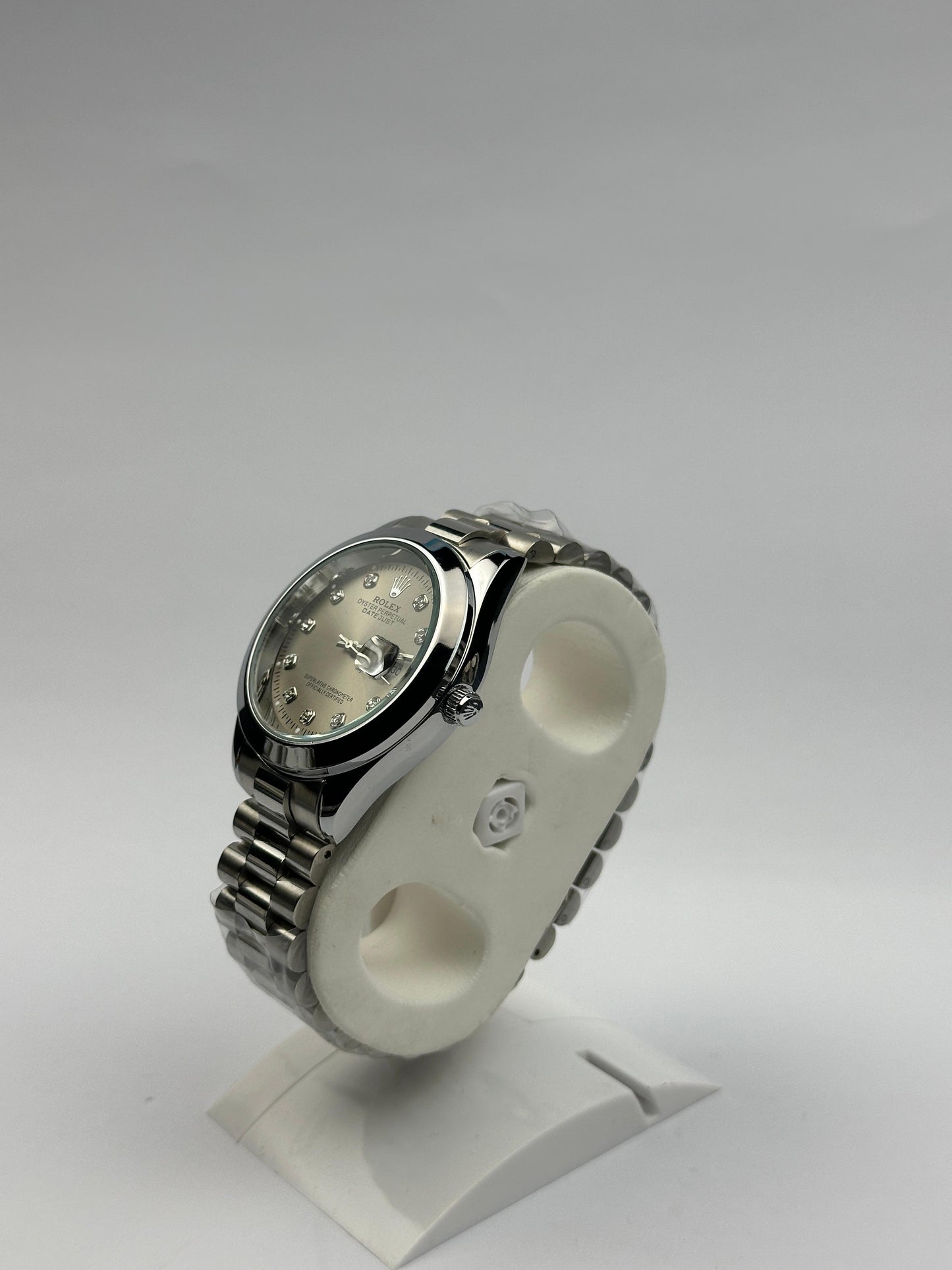 Men’s Rolex Stainless Steel Watch – Silver Diamond Dial | TickEmpire