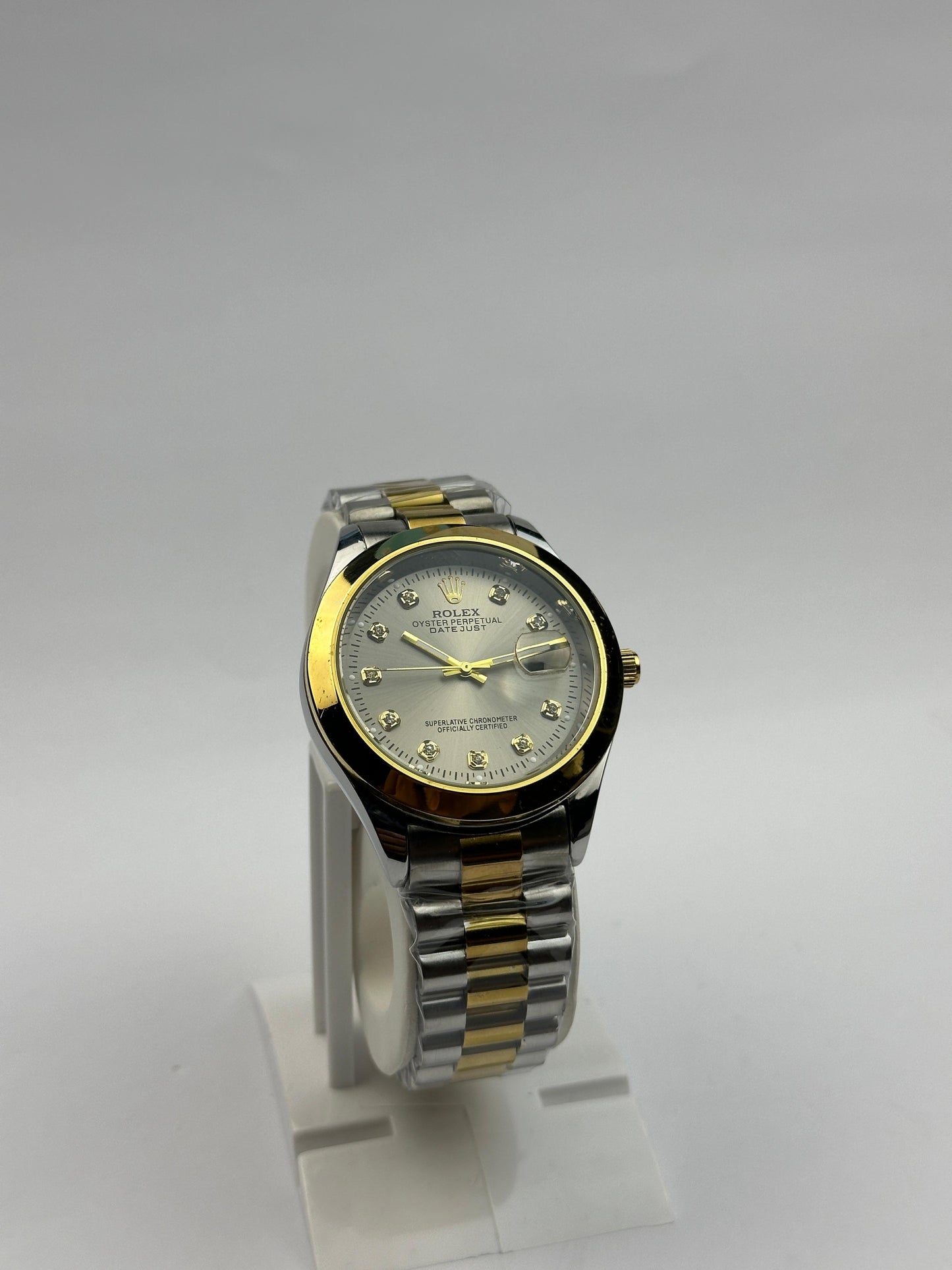 Men’s Rolex Two-Tone Stainless Steel Watch – Black Dial Nautilus Style | Tick Empire