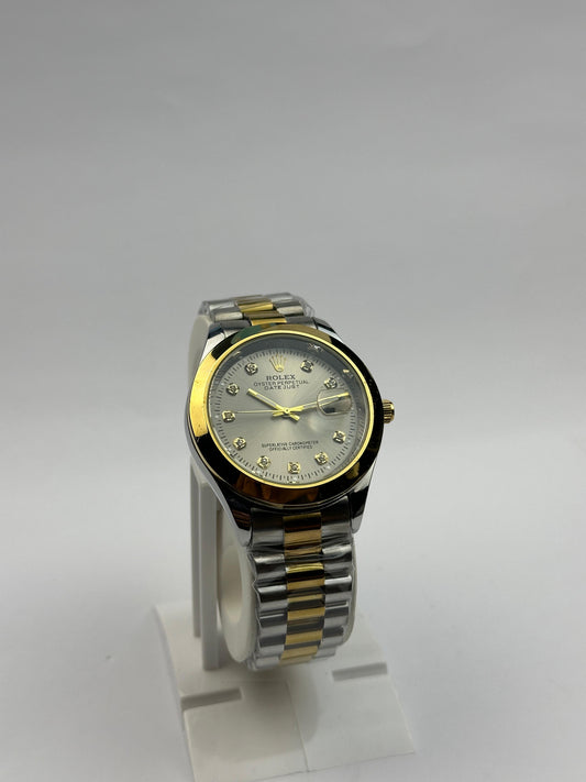 Men’s Rolex Two-Tone Stainless Steel Watch – Black Dial Nautilus Style | Tick Empire