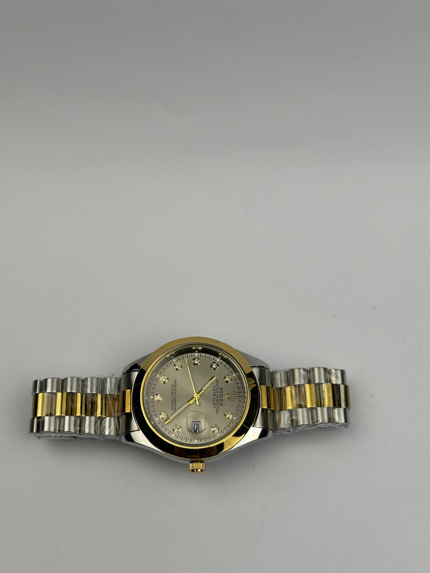Men’s Rolex Two-Tone Stainless Steel Watch – Black Dial Nautilus Style | Tick Empire