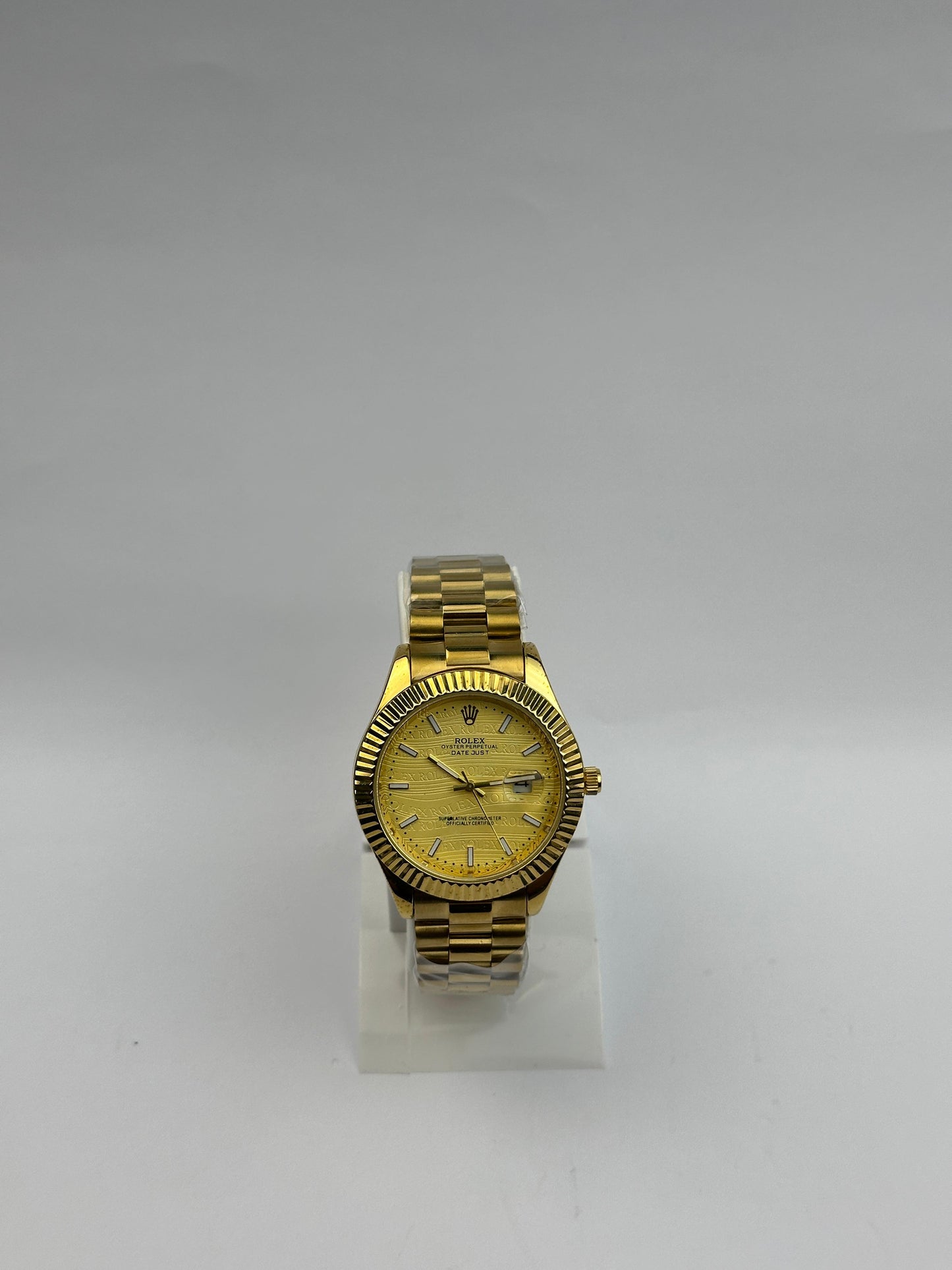 Men’s Rolex All-Gold Stainless Steel Watch – Gold Fluted Dial | Tick Empire