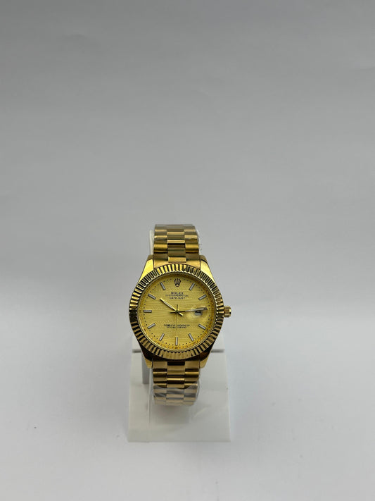 Men’s Rolex All-Gold Stainless Steel Watch – Gold Fluted Dial | Tick Empire