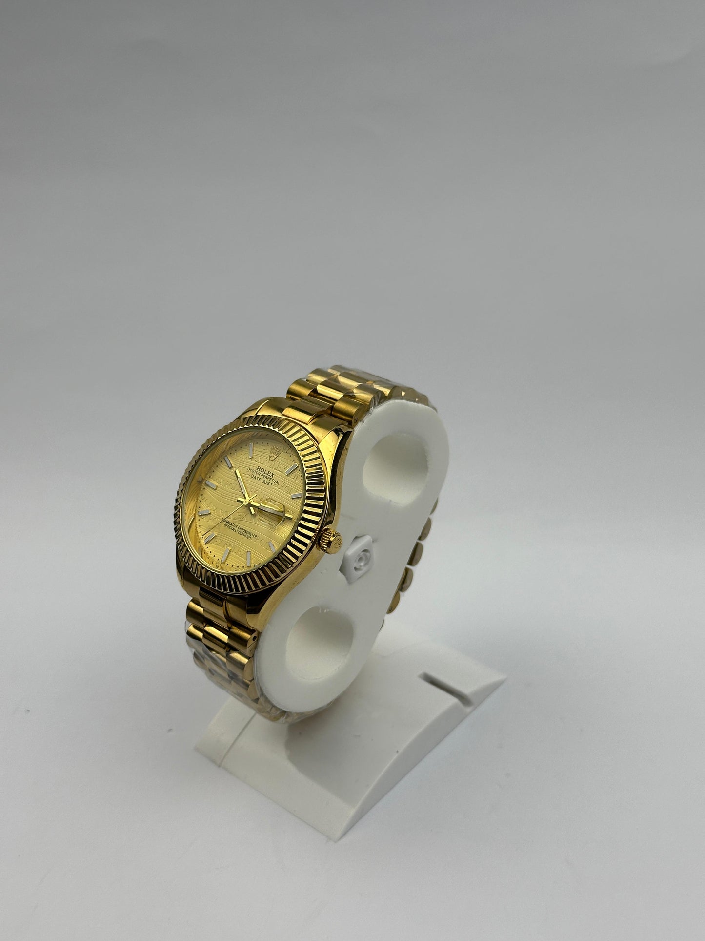 Men’s Rolex All-Gold Stainless Steel Watch – Gold Fluted Dial | Tick Empire
