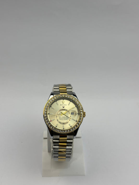 Men’s Rolex Two-Tone Stainless Steel Watch – Gold Diamond Dial | Tick Empire