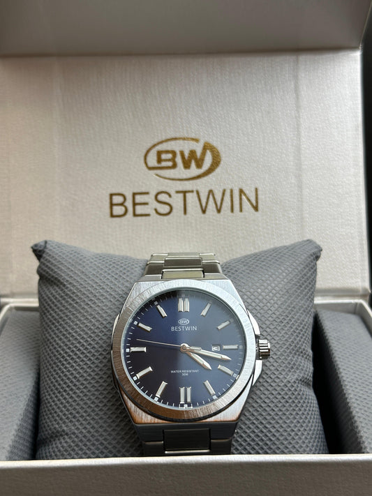 BESTWIN Men’s Stainless Steel Watch – Blue Dial | Tick Empire