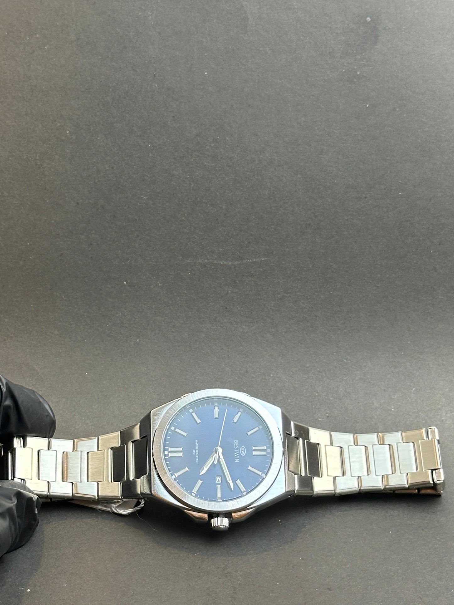 BESTWIN Men’s Stainless Steel Watch – Blue Dial | Tick Empire