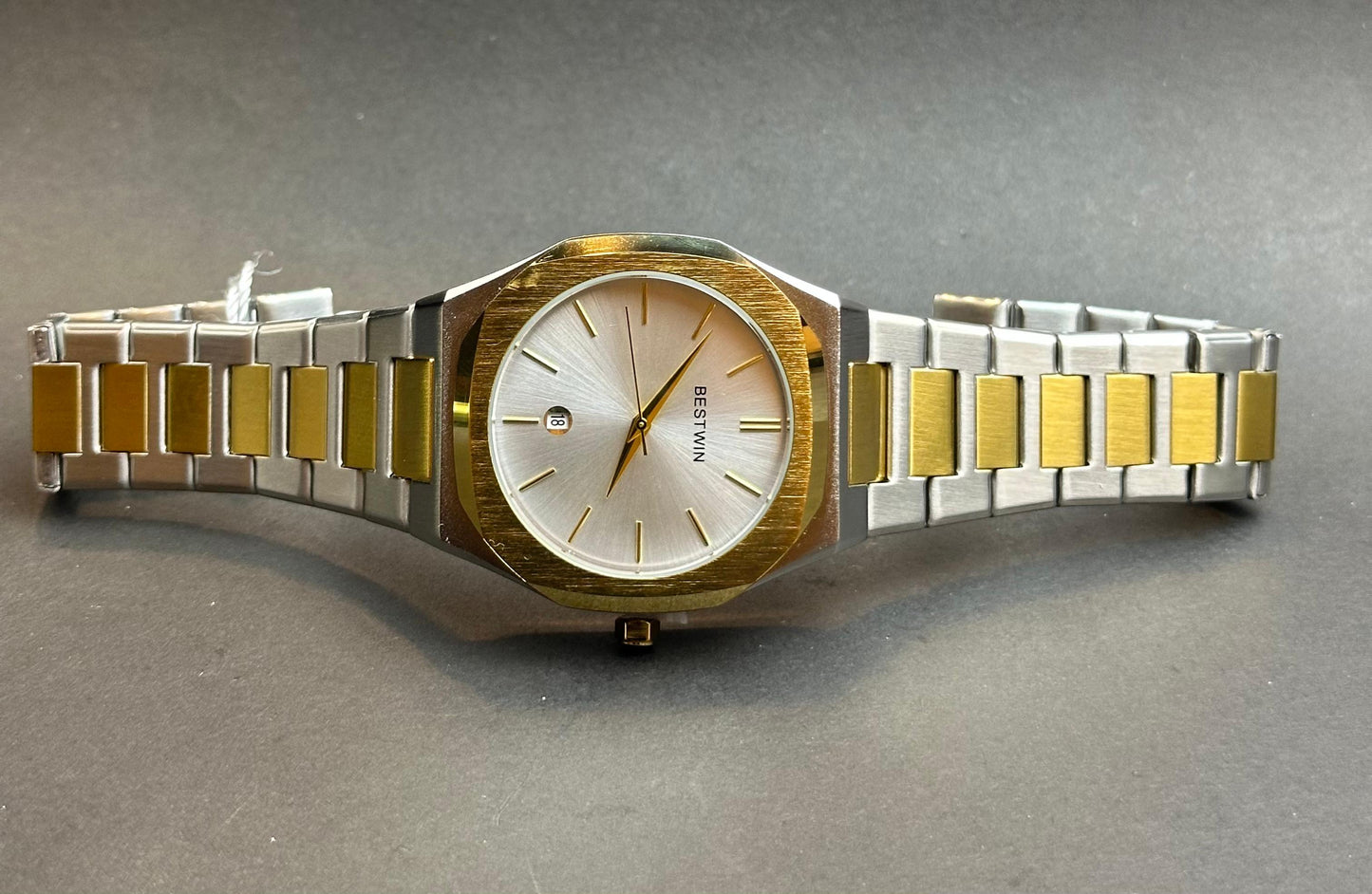 Men’s  BestWin Two-Tone Stainless Steel Watch – Silver Dial & Gold Bezel | Tick Empire