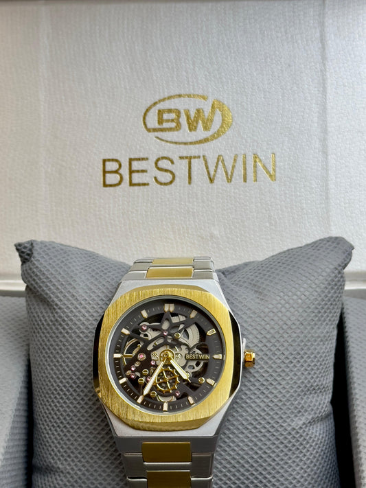 BESTWIN Men’s Two-Tone Skeleton Watch – Gold & Silver | BESTWIN